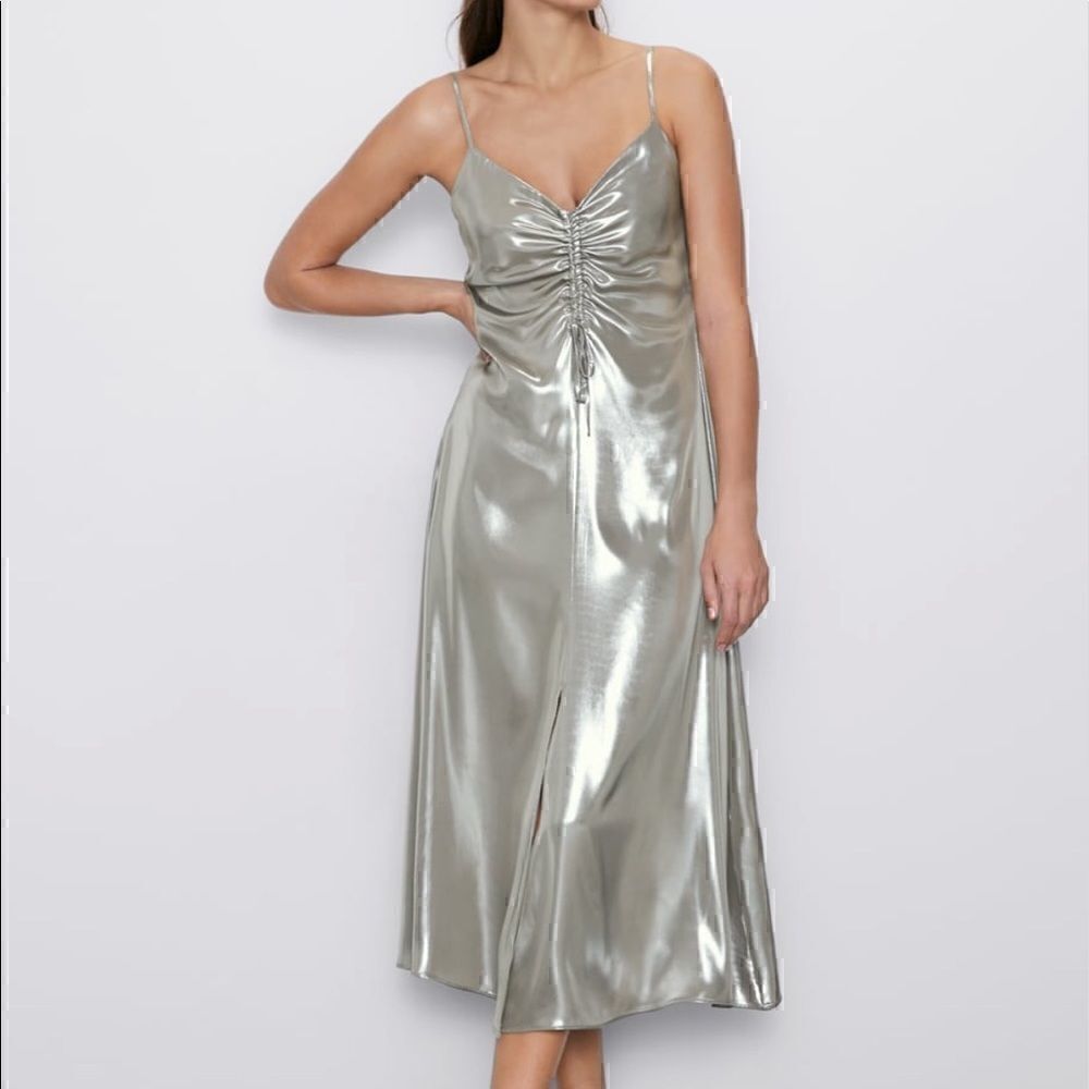 Zara Metallic look dress size small